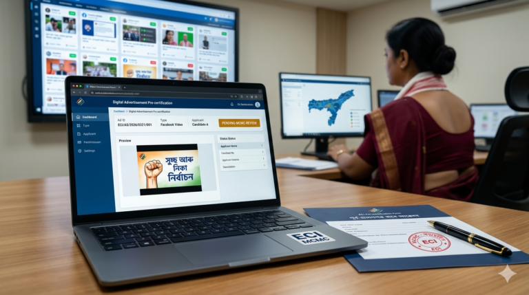 নিৰ্বাচন ২০২৬: ডিজিটেল প্ৰচাৰত আয়োগৰ কঠোৰ দৃষ্টি; ৰাজনৈতিক বিজ্ঞাপনৰ বাবে ‘পূৰ্ব-প্ৰমাণপত্ৰ’ বাধ্যতামূলক