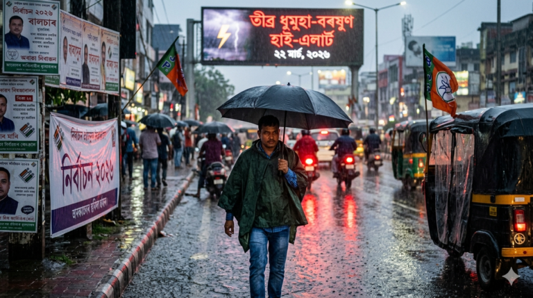 ​প্ৰকৃতিৰ ৰোষত নিৰ্বাচনী প্ৰচাৰ: ৰাজ্যত এসপ্তাহ ধৰি অব্যাহত থাকিব পাৰে ধুমুহা-বৰষুণ; হাই-এলাৰ্ট জাৰি